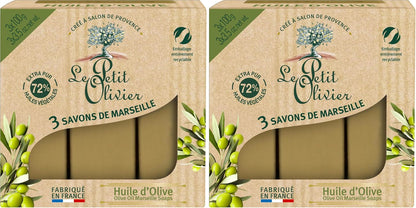 - 3 Savons De Marseille - Huile D'Olive - Parfum De La Région De Grasse - Nettoient La Peau En Douceur - Fabriqué En France - 3X100G (Lot De 2)