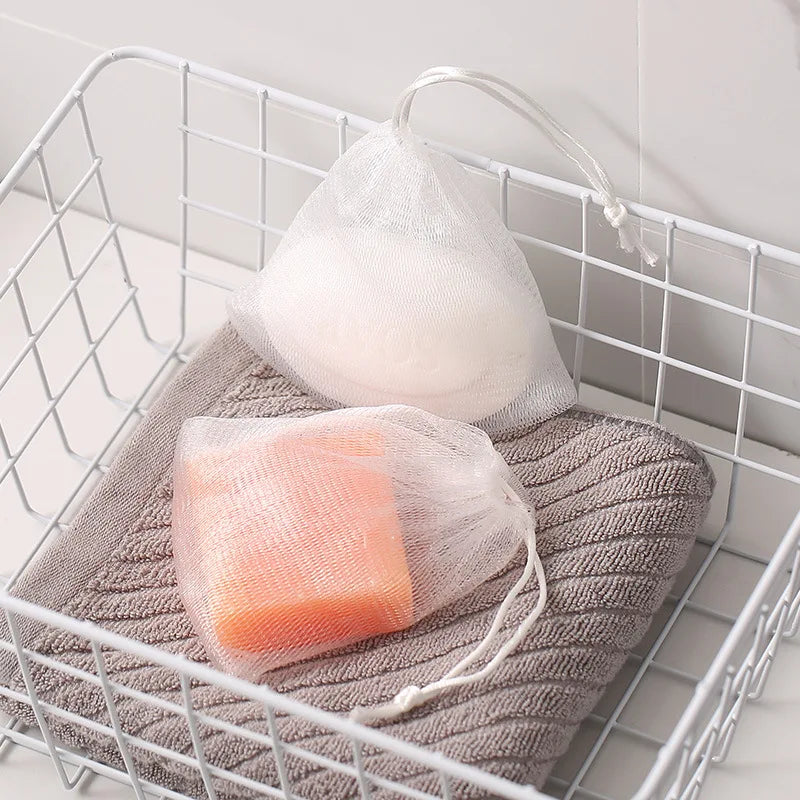 10/20PCS Soap Foaming Net Portable Mesh Soap Bag Body Wash Soap Foaming Net Bag Bathroom Soap Exfoliating Mesh Bags for Shower