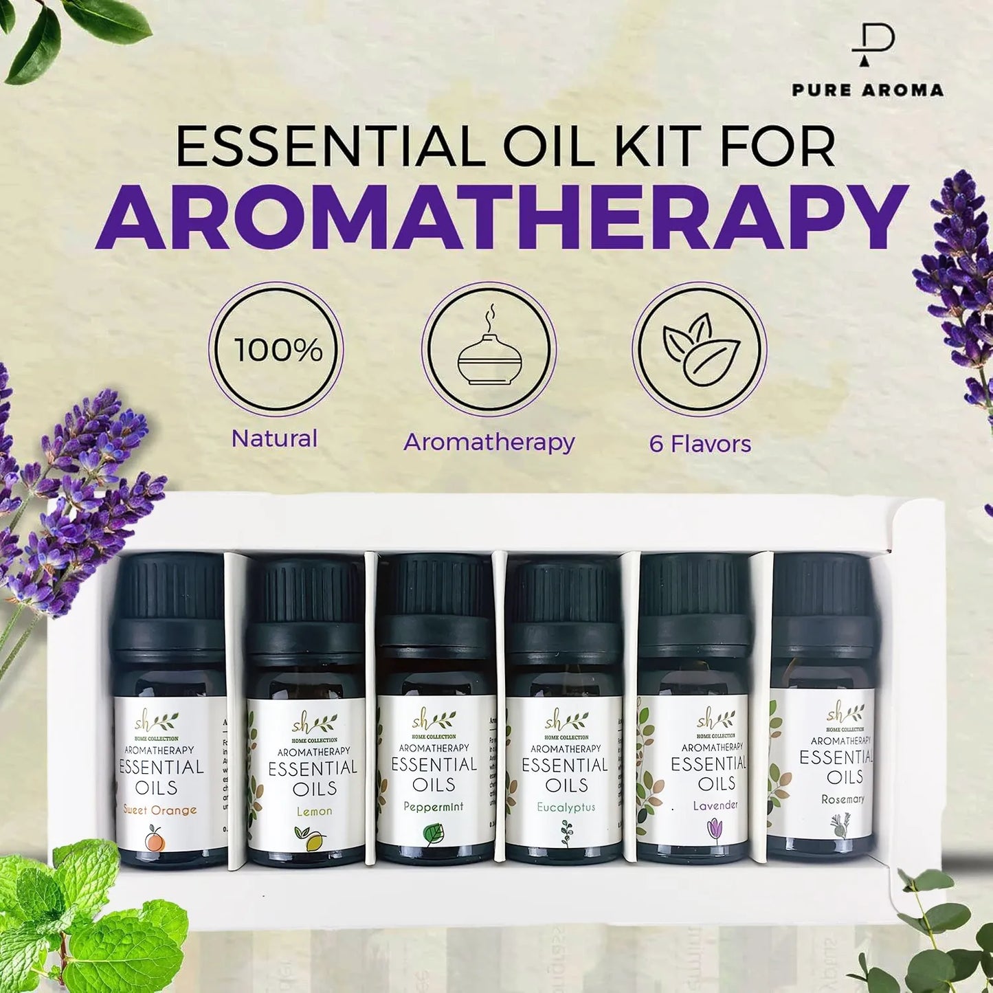 10Pcs&6Pcs Essential Oil Gift Set, for Diffuser, Humidifiers, Skin Care, Massage, Fragrance Oil Scent for DIY Candle Soap Making