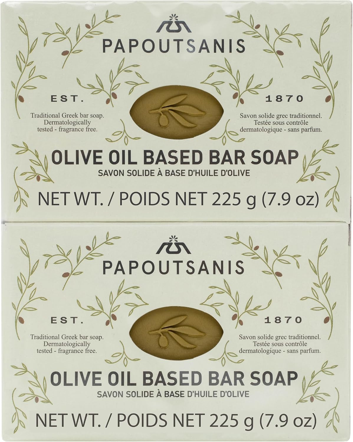 Pure Greek Olive Oil Soap 6 PACK of 8.8 Oz (250G) Bars by